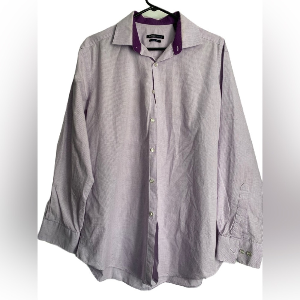 VanHeisen Slim Fit Men’s Two Tone Cuff Dress Shirt, 16-16 1/2, Purple
